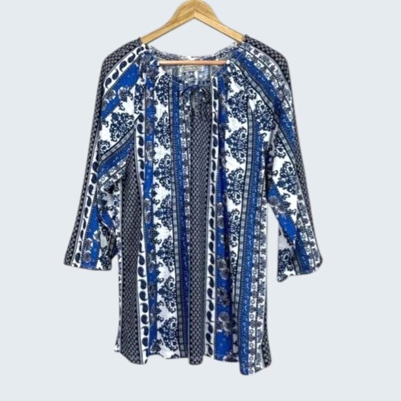 Behind The Seams Tops - BEHIND THE SEAMS PAISLEY PRINT BOHO PEASANT TUNIC